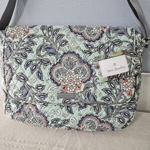Brand New Vera Bradley Paisley Fan Flowers Blue Crossbody Messenger Bag